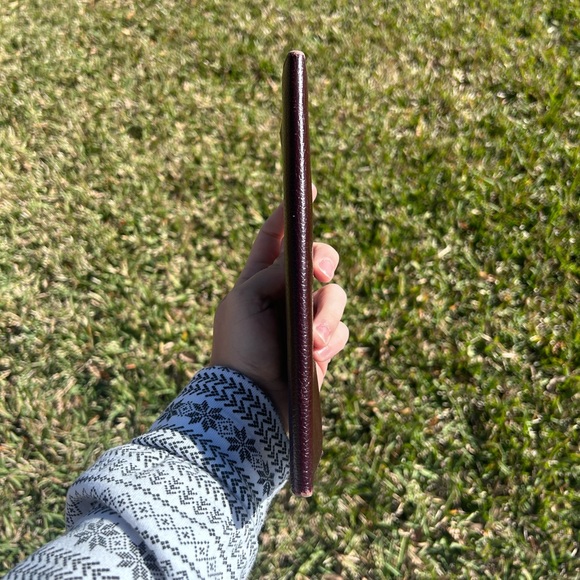 Single Fold Brown Red Pebble Calfskin Leather Wallet Portfolio Document Spain - Picture 5 of 6